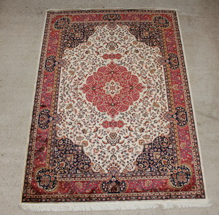 A red ground Kashan style Belgian cotton carpet 230cm x 160cm 