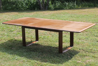 Rosenthal, a mid 20th Century "Hombre" desk designed by Burkhard Vogtherr, the base signed Rosenthal, raised on shaped supports 71cm h x 245cm w x 110cm d 

