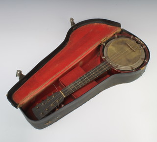 A Walliostro zither mandolin banjo complete with carrying case 