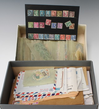 A box containing a collection of early French stamps contained in envelopes including Napoleon and Ceres heads together with various envelopes 