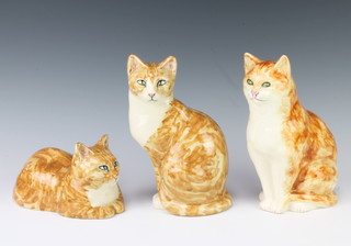 Three ceramic figures of cats by A Shott