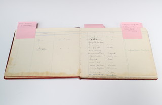 A Visitors book from The Finham Park Hostel including the signatures of The Duke and Duchess of Gloucester, Anthony Eden, Joe Davis, Raymond Huntley, Mark Ramber, Margaret Leyton, other members of the Willow Sand Company and others 