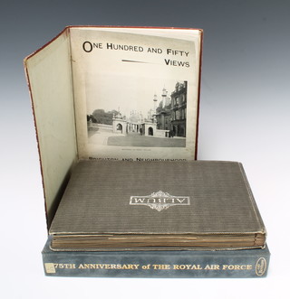 One volume "One Hundred and Fifty Views of Brighton", together with a black and white postcard album of First World War Colonial hospital and an album of first day covers for the 75th Anniversary of the Royal Air Force 
