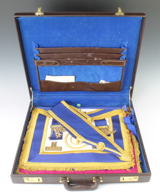 Of Masonic interest, a Provincial Grand Officers full dress apron and Junior Warden together with collar, a Mark Master Masons provincial Grand Officers full dress apron and Junior Warden complete with collar, contained in a case  