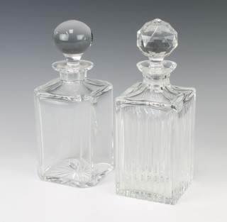 A spirit decanter 24cm, 1 other with faceted stopper 26cm 