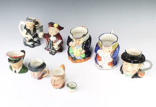 A Carltonware character jug in the form of a Harrods doorman 10cm and 8 other character jugs 
