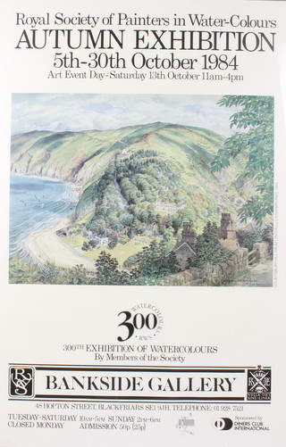 Poster, Royal Society of Painters and Watercolours, Autumn Exhibition 1984, framed 75cm x 49cm 