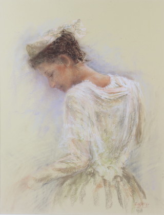 R H M '97, pastel, portrait of a young lady 47cm x 36cm 