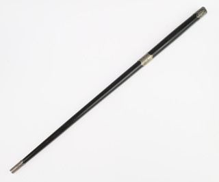 A Victorian ebonised baton with engraved plated mounts Rev. H W Trott from the fulshaw memorial choir June 1893 47cm 
