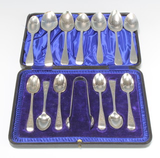 A set of 6 Victorian silver teaspoons and nips with chased decoration, together with 7 odd teaspoons 214 grams