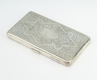 A silver cigarette case with chased scroll decoration and vacant cartouche Birmingham 1918 maker Joseph Gloster Ltd 256 grams