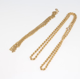 Two 9ct yellow gold necklaces 7.1grams 