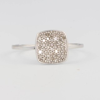 A 9ct white gold diamond cluster ring size R 