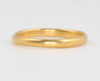 A 22ct yellow gold wedding band size N 1/2, 2 grams