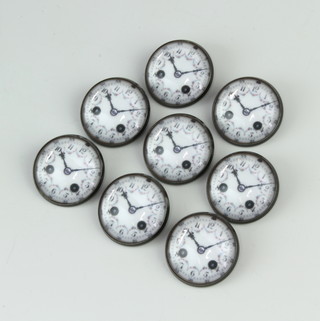A set of 8 19th Century style buttons with facsimile watch dials 