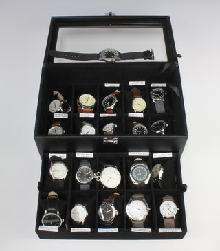 Twenty one Eagle Moss Collection reproduction military wristwatches in a fitted box