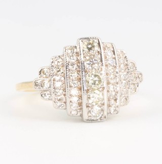 An 18ct yellow gold Art Deco style diamond ring approx. 0.8ct size O 