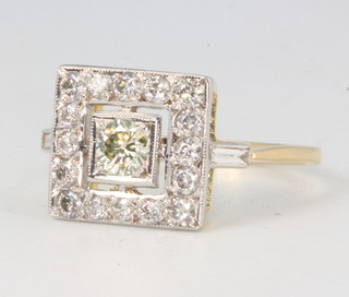 An 18ct yellow gold Art Deco style diamond ring approx. 0.8ct size O 