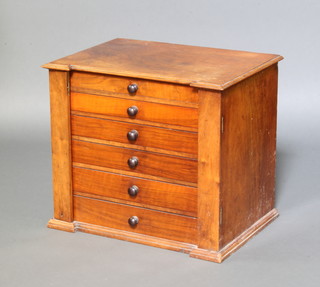 A Victorian walnut table top Wellington collectors chest of 6 drawers with tore handles 46cm x 54cm x 38cm 