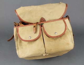 A Brady Conway  vintage creel and canvas bag  25cm x 30cm x 13cm 