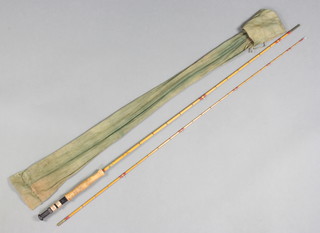 A Hardy 7'6" split cane fly fishing rod with 4 lines, contained in a cloth  bag