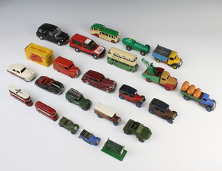 A Dinky model no.451 Dunlop delivery van boxed, a Dinky Commer breakdown van, a Dinky Packard model car, do. Austin Atlantic, do. Vauxhall Cresta and other toys cars 