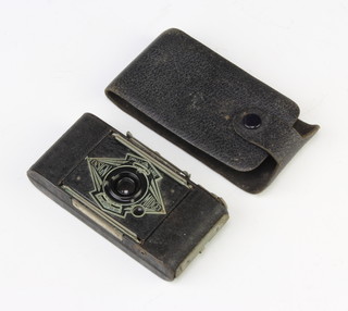 An Ensign midget folding camera complete with leather case 