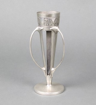 Liberty, an Art Nouveau English pewter 3 handled epergne holder, the base marked English Pewter Made for Liberty 0957 21cm h  