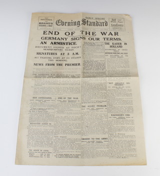 A copy of The Evening Standard Early Special dated Monday November 11th 1918 no.29,428 
