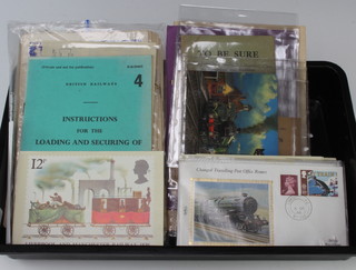 British Railways instructions for loading and securing containers on rail vehicles together with other railway related ephemera 