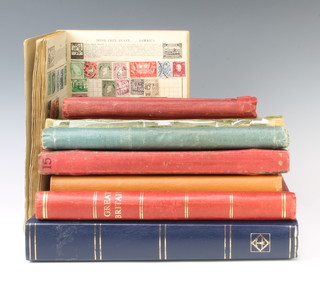 A blue stock book of Balkan State mint and used stamps, a red album of GB mint and used stamps Victoria to Elizabeth II, 6 albums of mint and used world stamps - France, Germany, Belgium, Finland, Sweden, Holland, Germany, Belgium, Switzerland, Spain, Portugal, Norway, Italy 