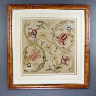 After William Morris, a floral tapestry panel 54cm x 52cm contained in a walnut effect frame