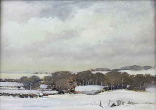 Lancaster, oil on board, winter landscape scene 24cm x 34cm 