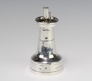 An Edwardian novelty silver shot flask condiment mill/lighter London 1908 10cm 