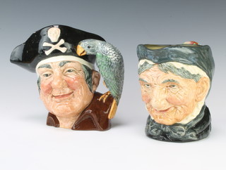 Two Royal Doulton character jugs Granny 16cm and Long John Silver D6335 16cm 