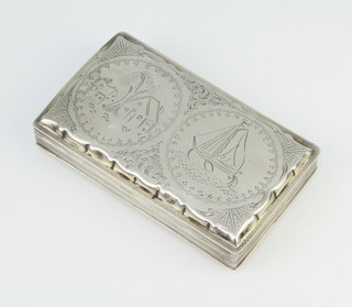 A Continental rectangular silver box decorated with a boat and buildings 144 grams 14cm 