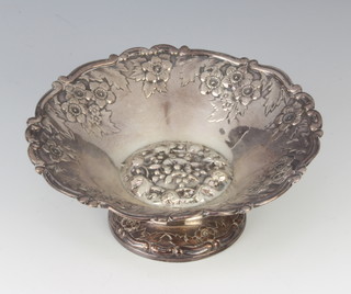 A sterling silver repousse pedestal bowl 118 grams 