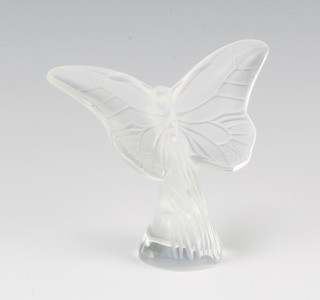 A Lalique clear glass figure of a butterfly marked Lalique France 8cm 