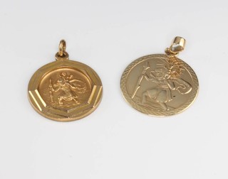 Two 9ct yellow gold St Christopher pendants 13.5 grams
