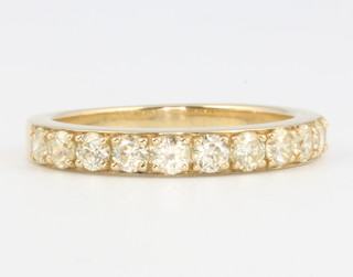 A 9ct yellow gold half eternity ring 0.75ct size L 1/2