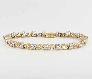 An 14ct yellow gold diamond set bracelet, 1ct, 16cm 