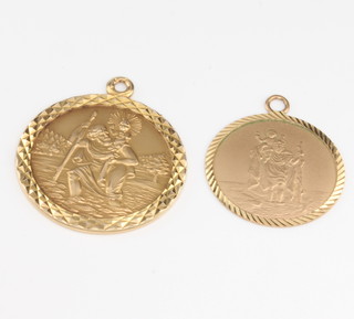 Two 9ct yellow gold St Christopher pendants 7.4 grams