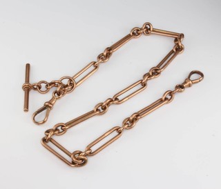 A 9ct yellow gold Albert with T bar and clasp 33 grams