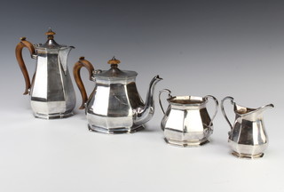 A silver plated 4 piece octagonal tea and coffee set 