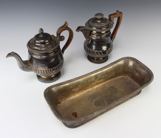 A silver plated coffee pot, a do. teapot and stand