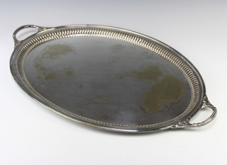 An oval silver plated 2 handled tray 71cm 