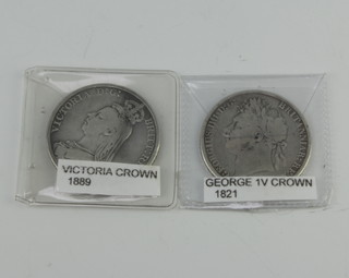 A George IV crown and a Victoria crown 