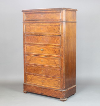 A 19th Century French walnut chest of 7 drawers raised on bracket feet 141cm h x 84cm w x 40cm d 