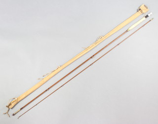 A Hardy Pope 2 piece 10' split cane fly fishing rod in original cloth bag