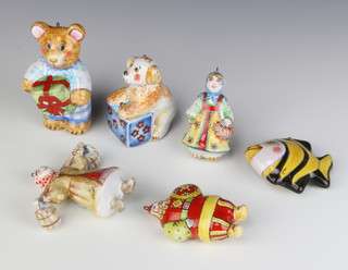 A 20th Century Russian ceramic Christmas tree decoration of a dog and 5 others